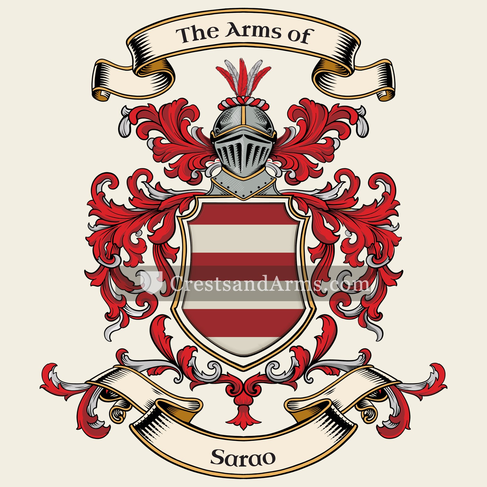 The Sarao coat of arms, drawn from the recorded blazon