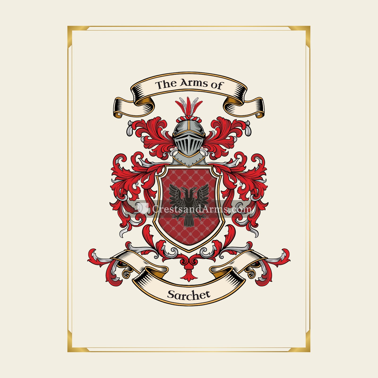 With gold border