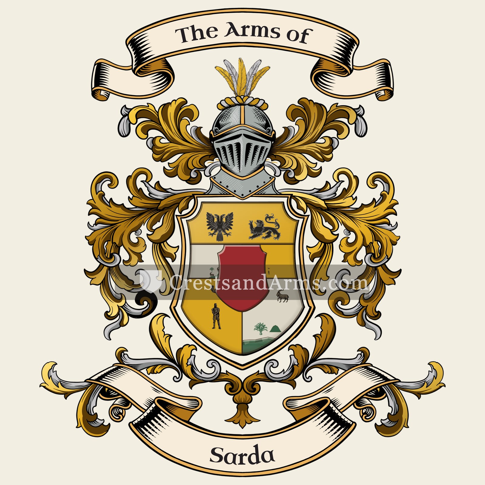 The Sarda coat of arms, drawn from the recorded blazon