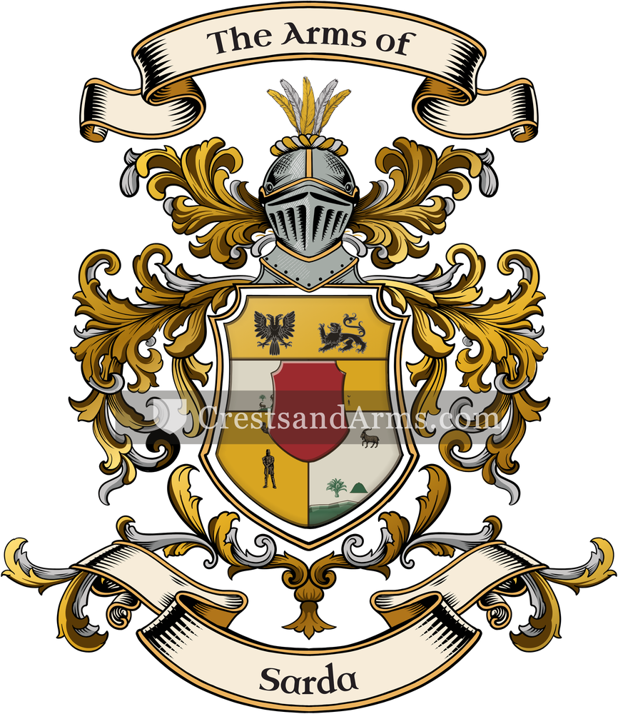 The Sarda coat of arms, drawn from the recorded blazon