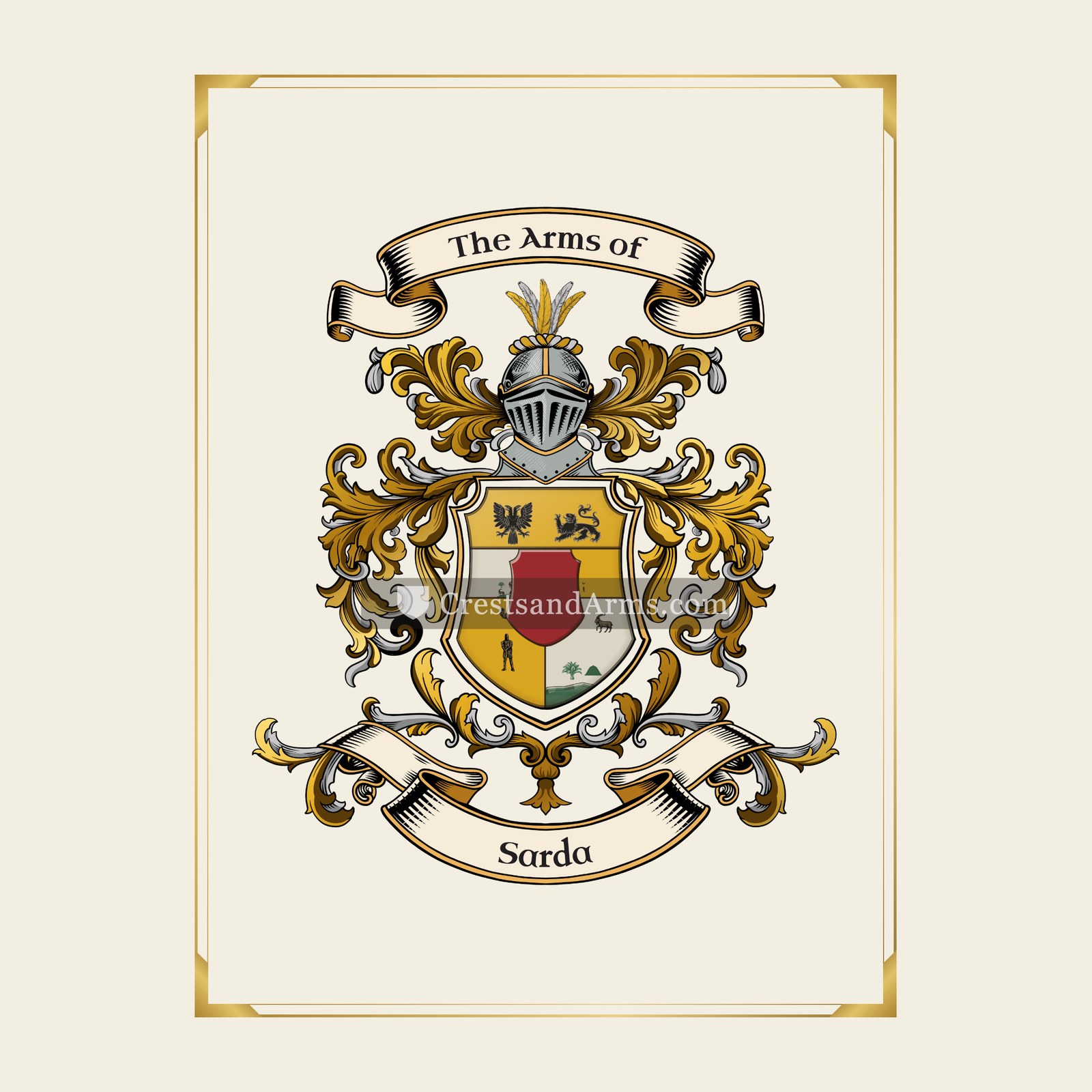 With gold border