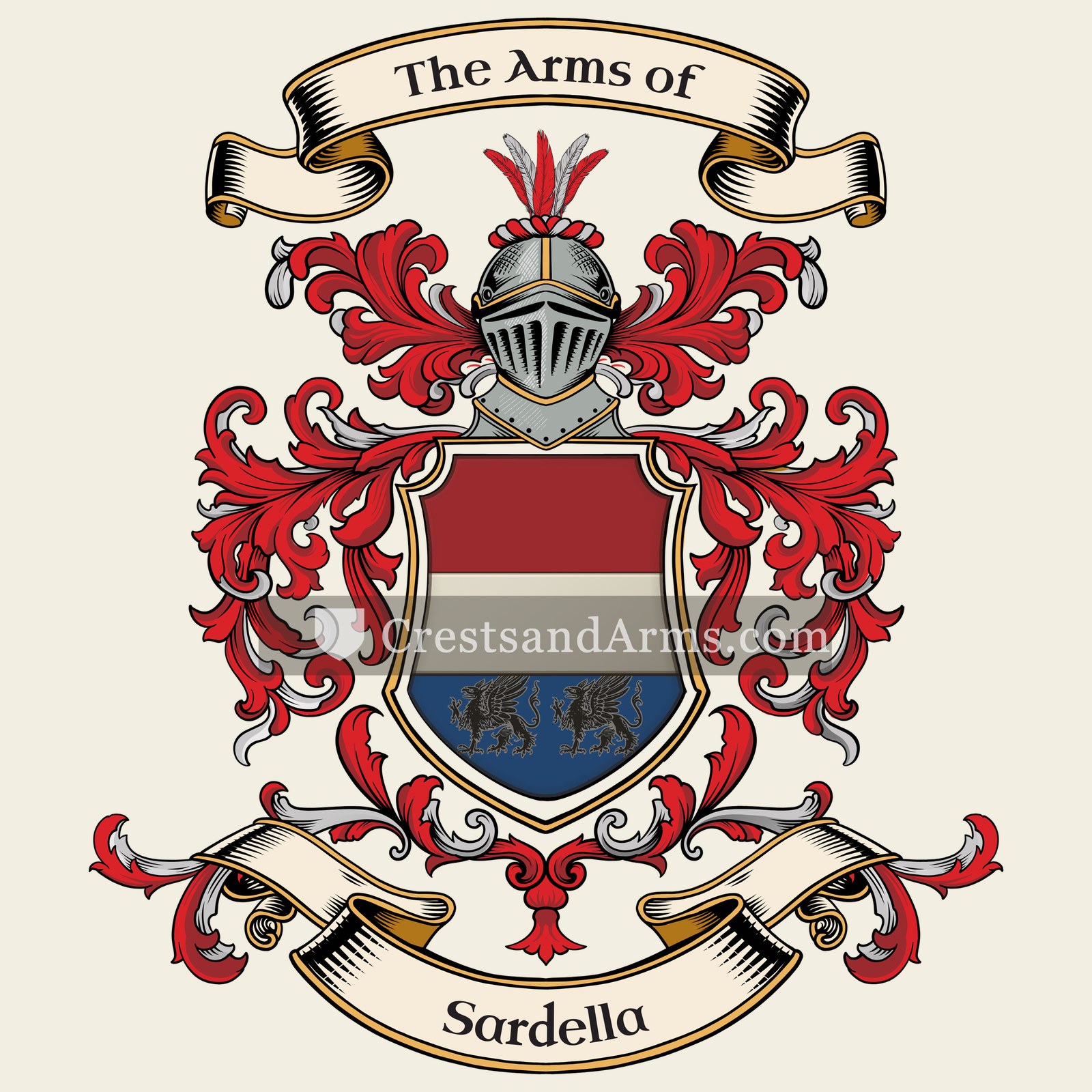 The Sardella coat of arms, drawn from the recorded blazon