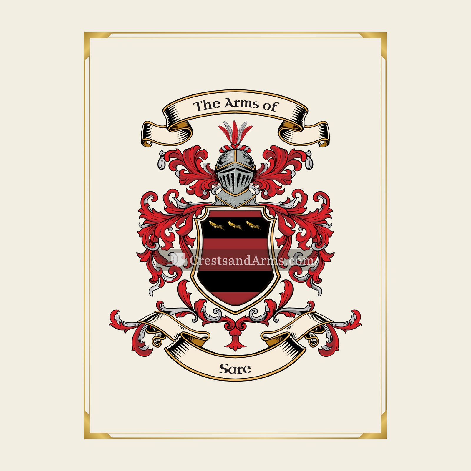 With gold border