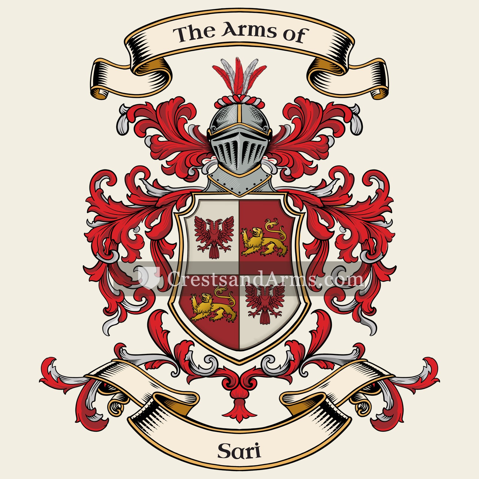 The Sari coat of arms, drawn from the recorded blazon