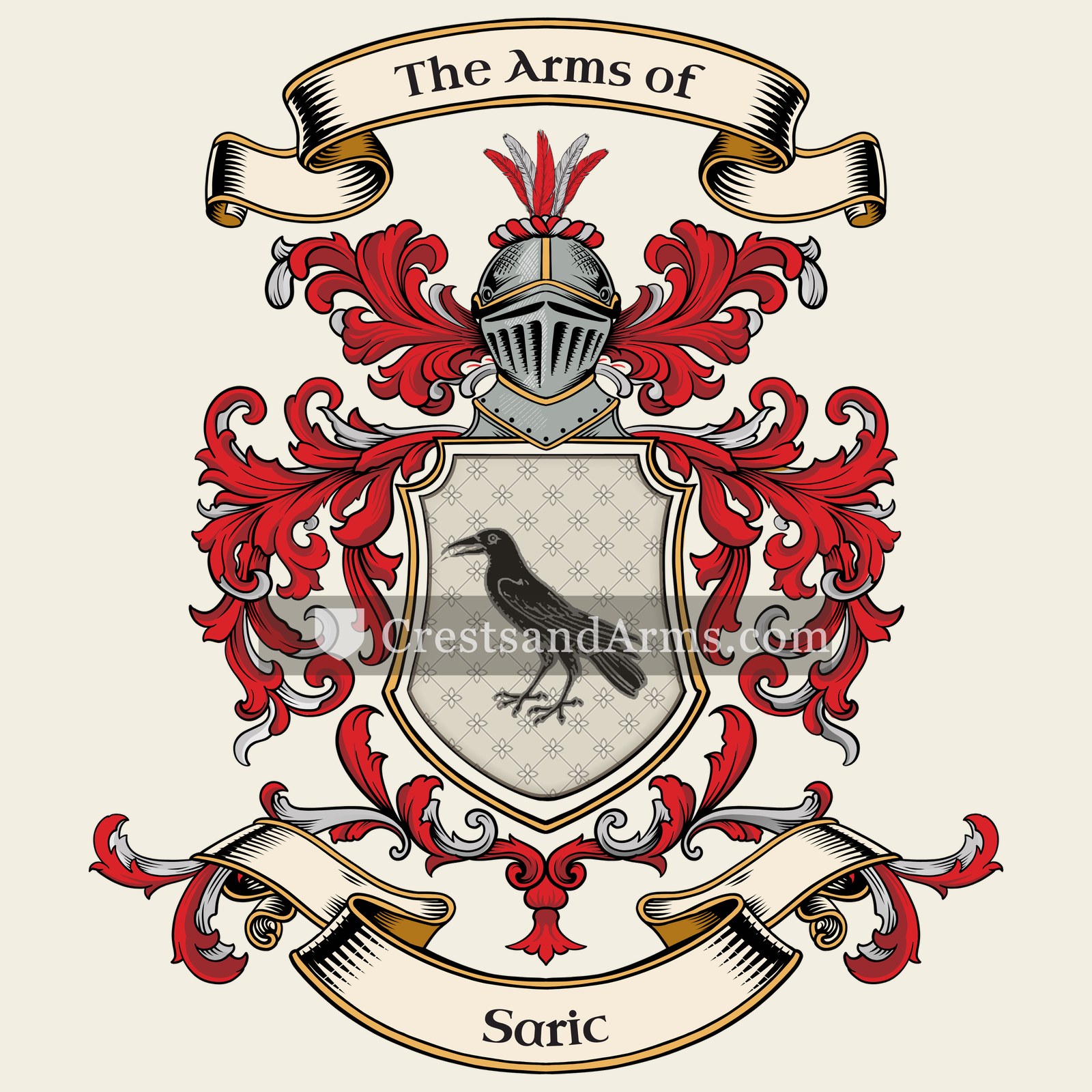 The Saric coat of arms, drawn from the recorded blazon
