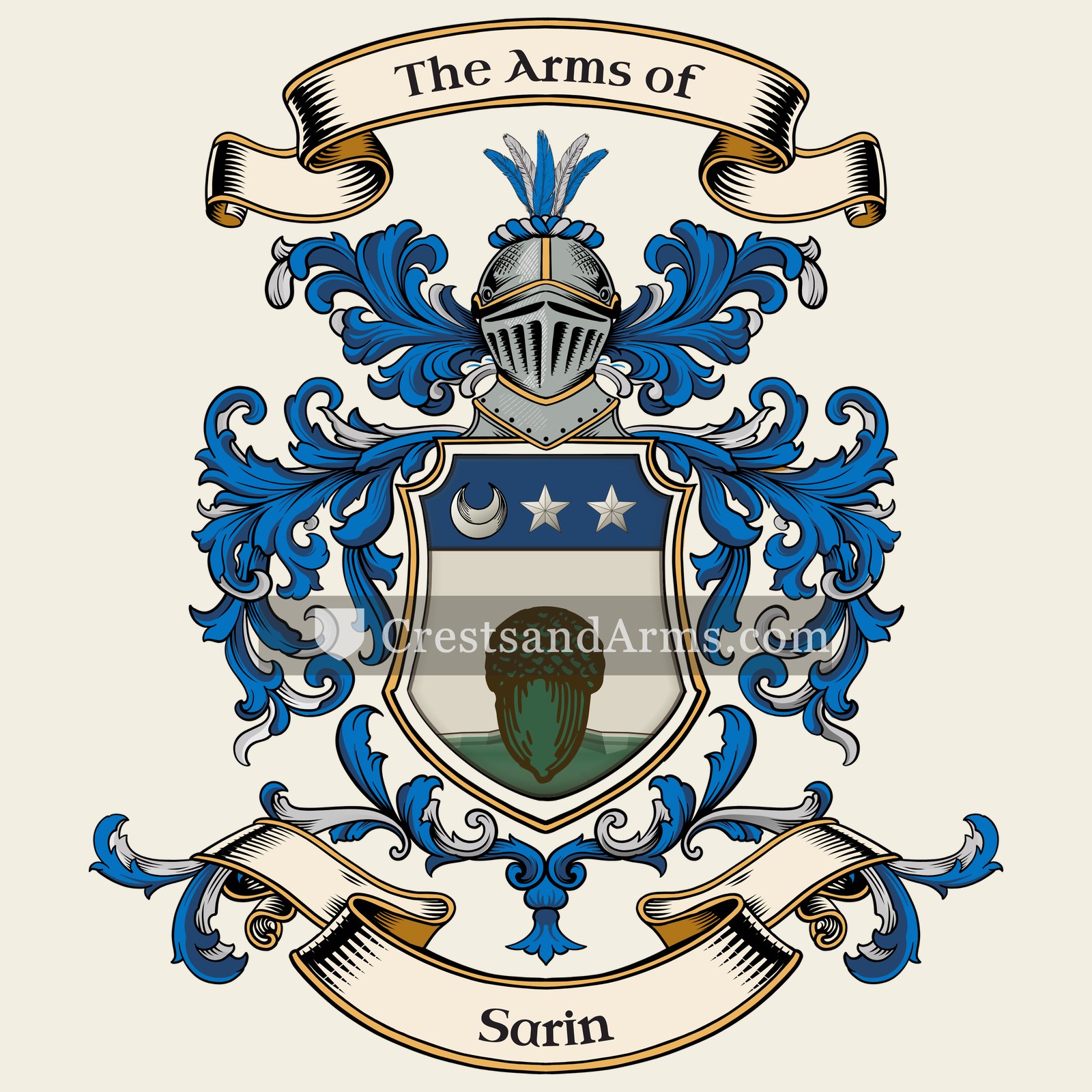 The Sarin coat of arms, drawn from the recorded blazon