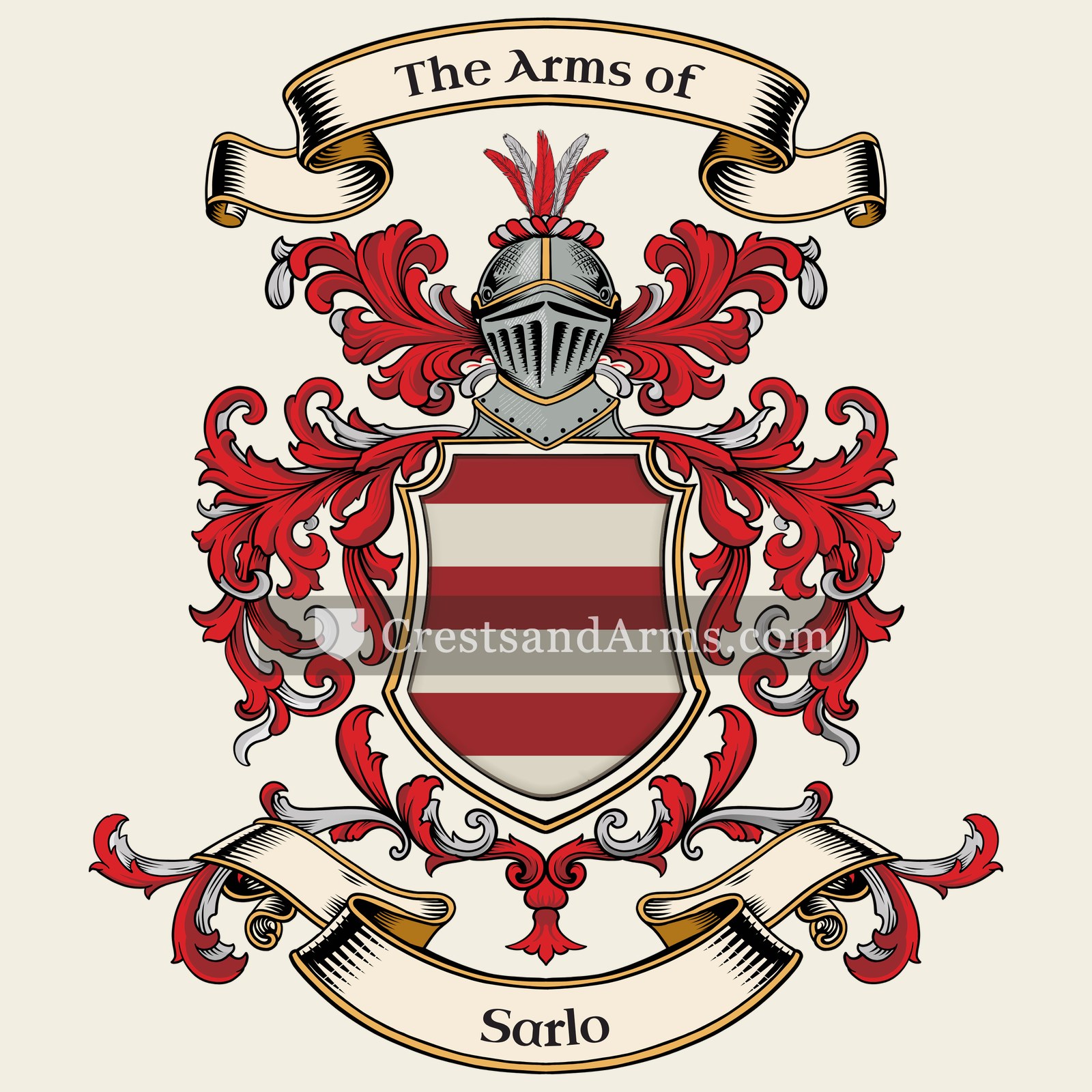 The Sarlo coat of arms, drawn from the recorded blazon