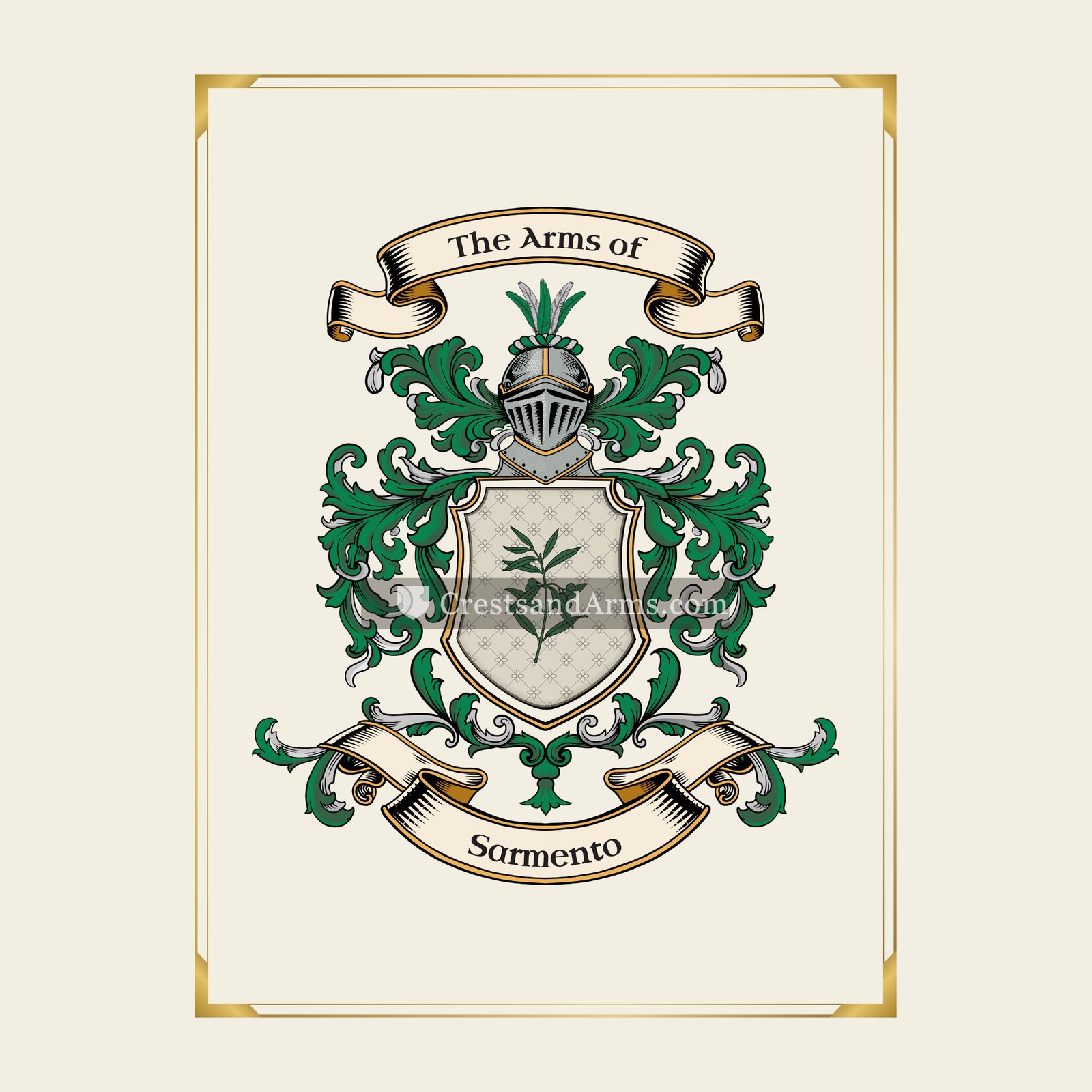 With gold border
