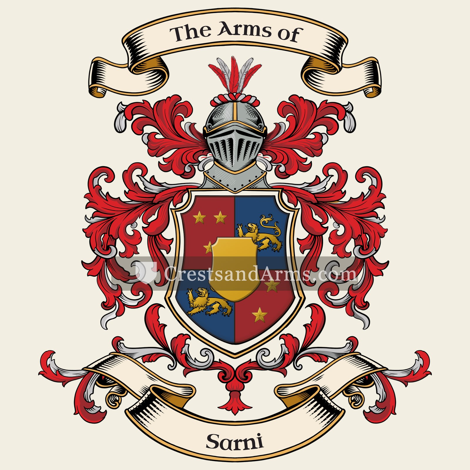 The Sarni coat of arms, drawn from the recorded blazon