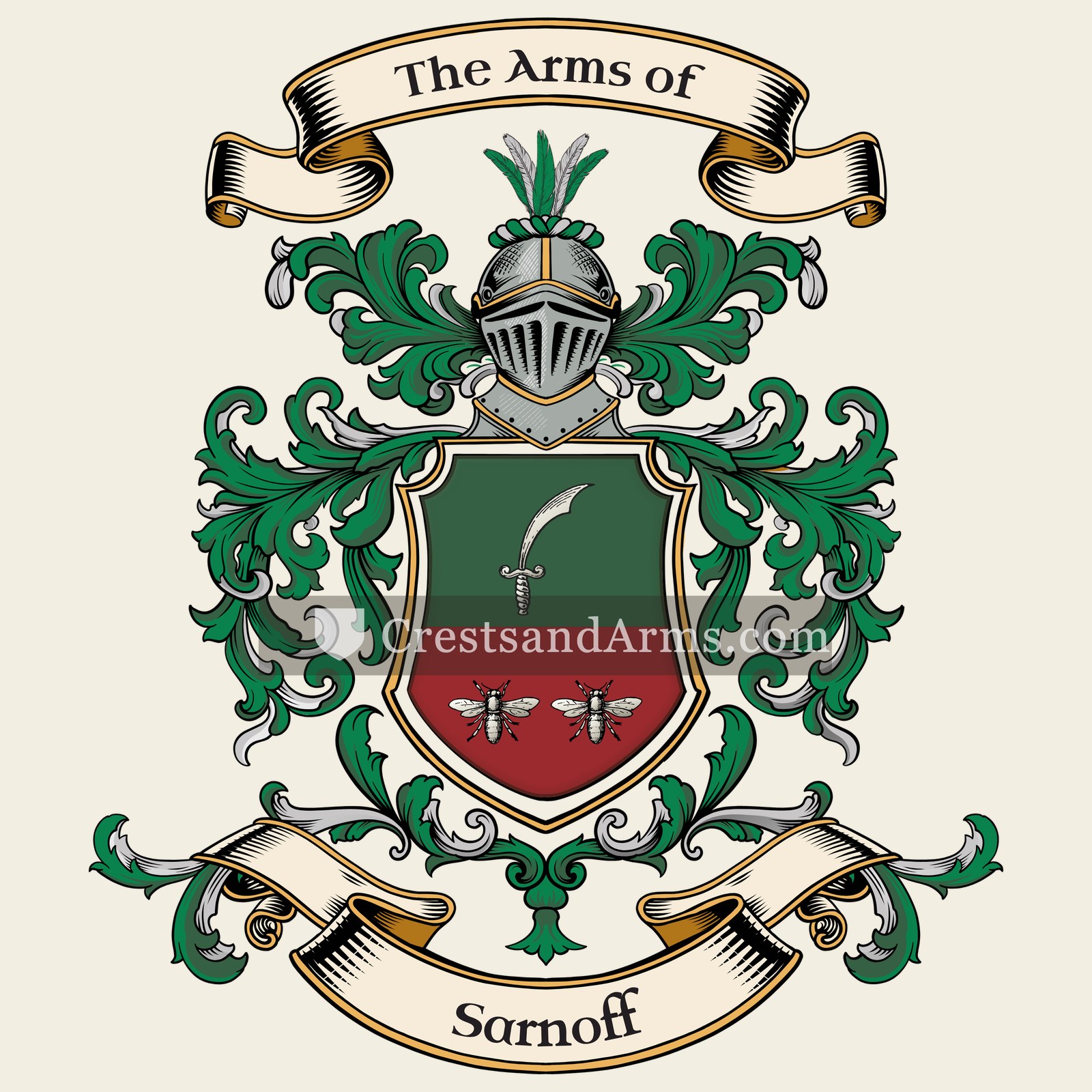 The Sarnoff coat of arms, drawn from the recorded blazon