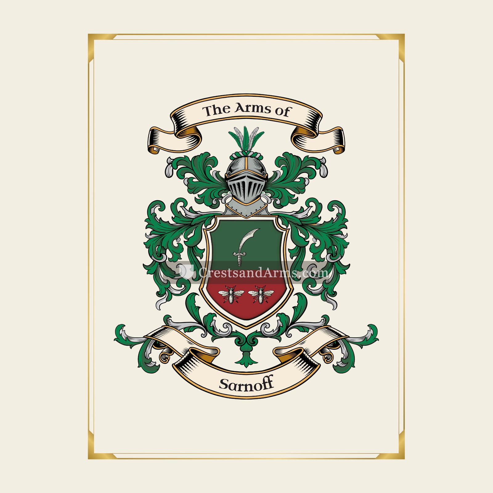 With gold border