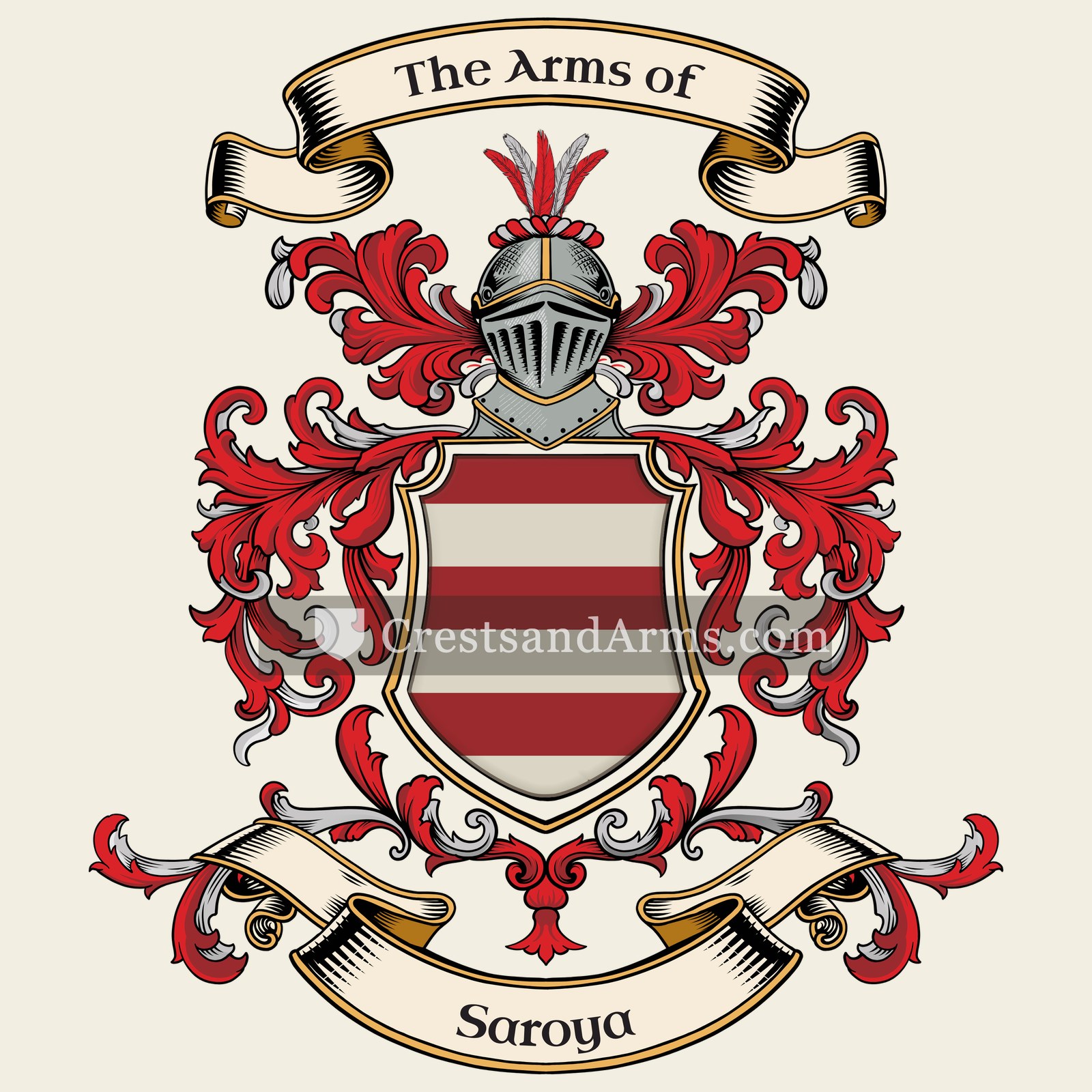 The Saroya coat of arms, drawn from the recorded blazon