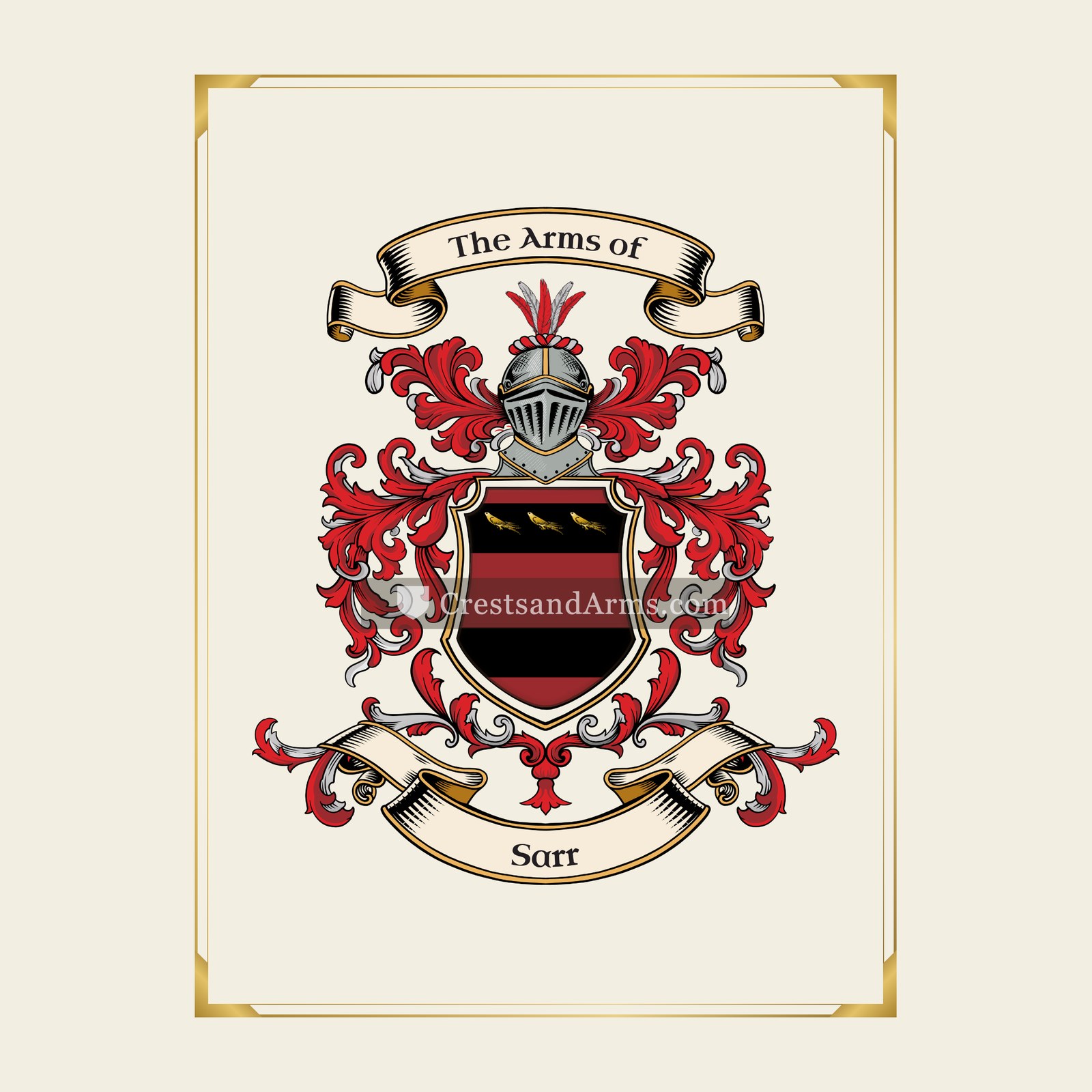 With gold border