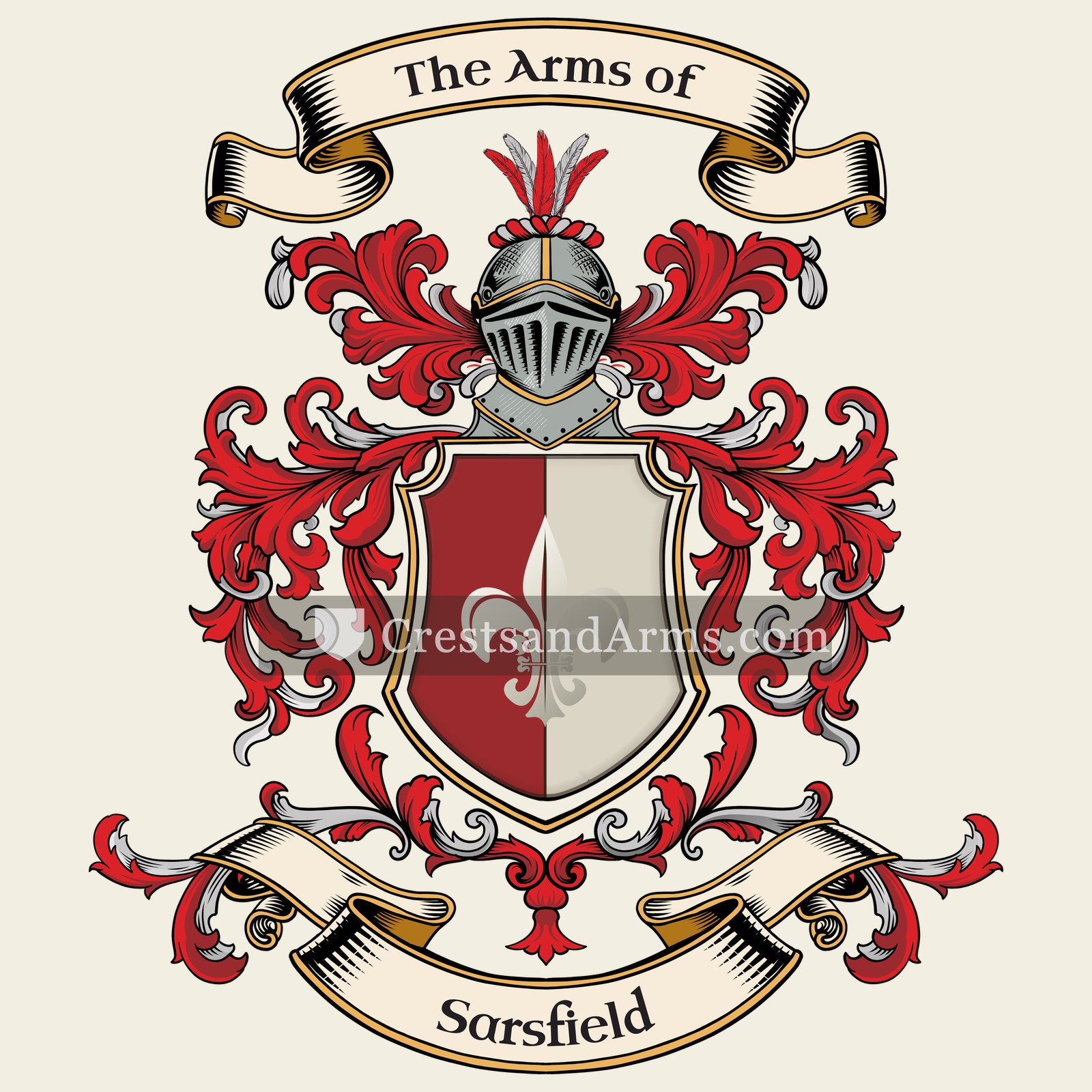 The Sarsfield coat of arms, drawn from the recorded blazon