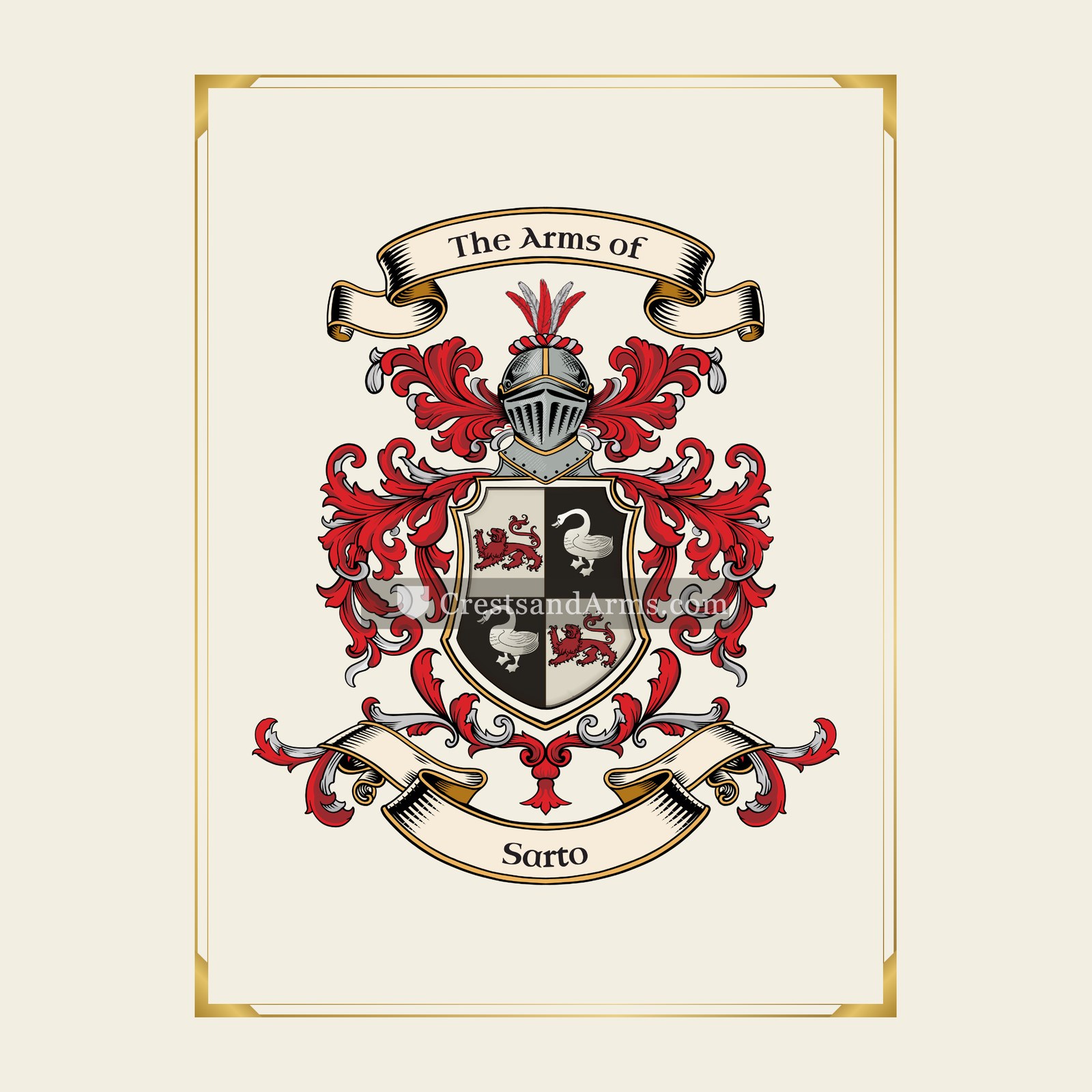 With gold border