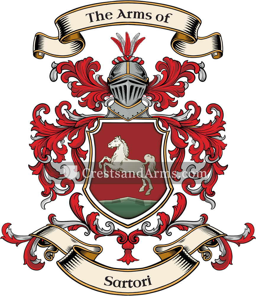 The Sartori coat of arms, drawn from the recorded blazon