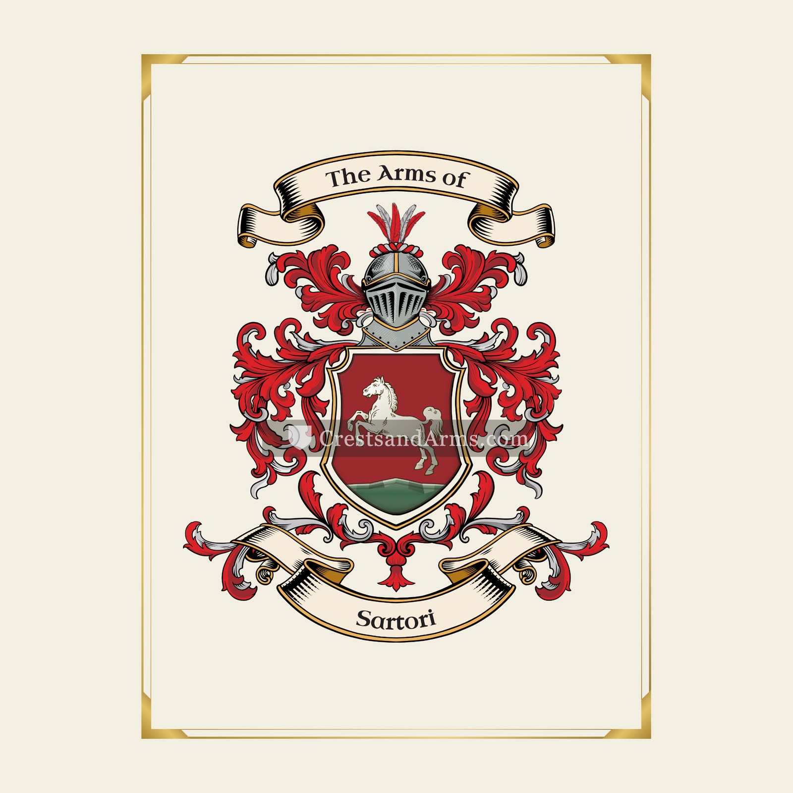 With gold border