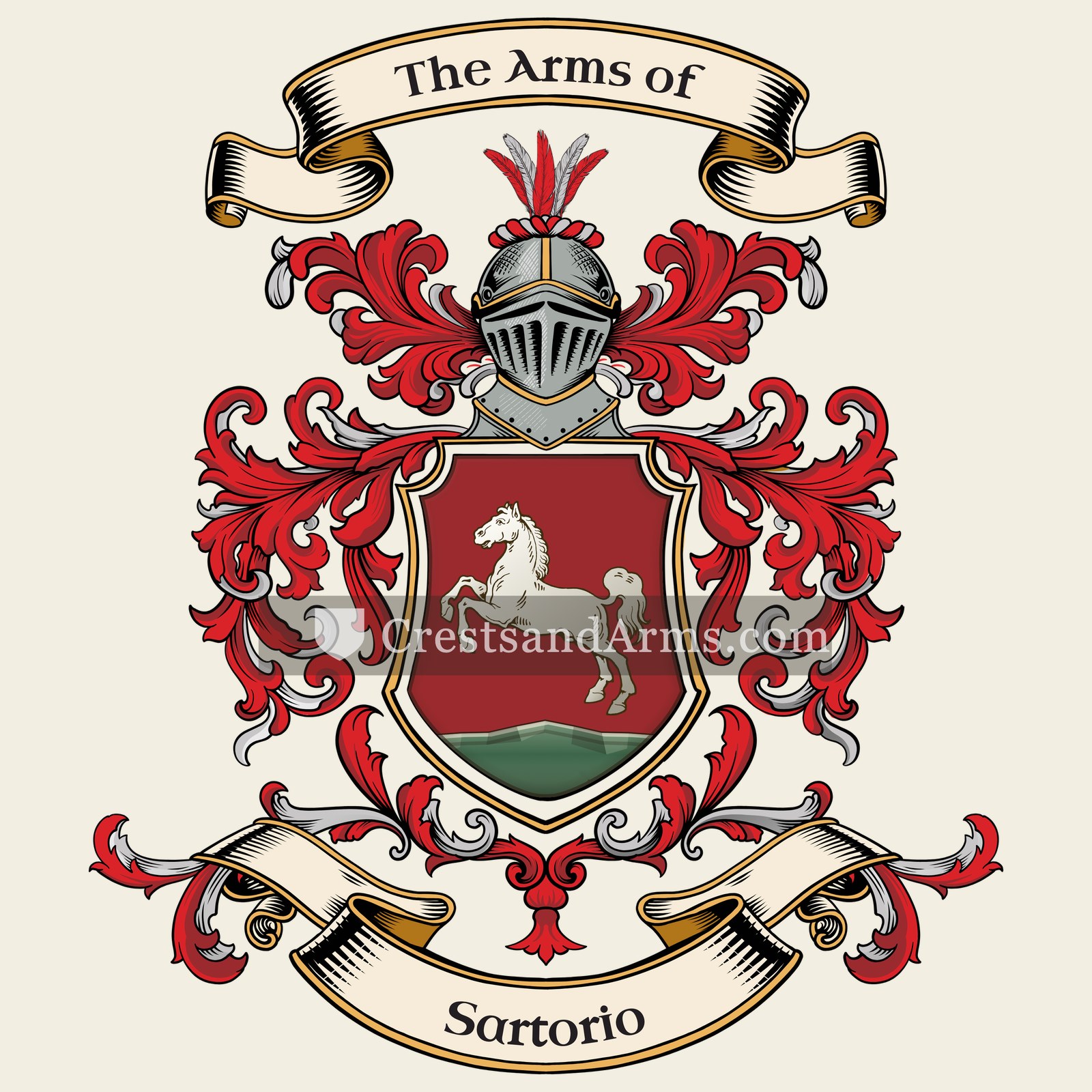 The Sartorio coat of arms, drawn from the recorded blazon