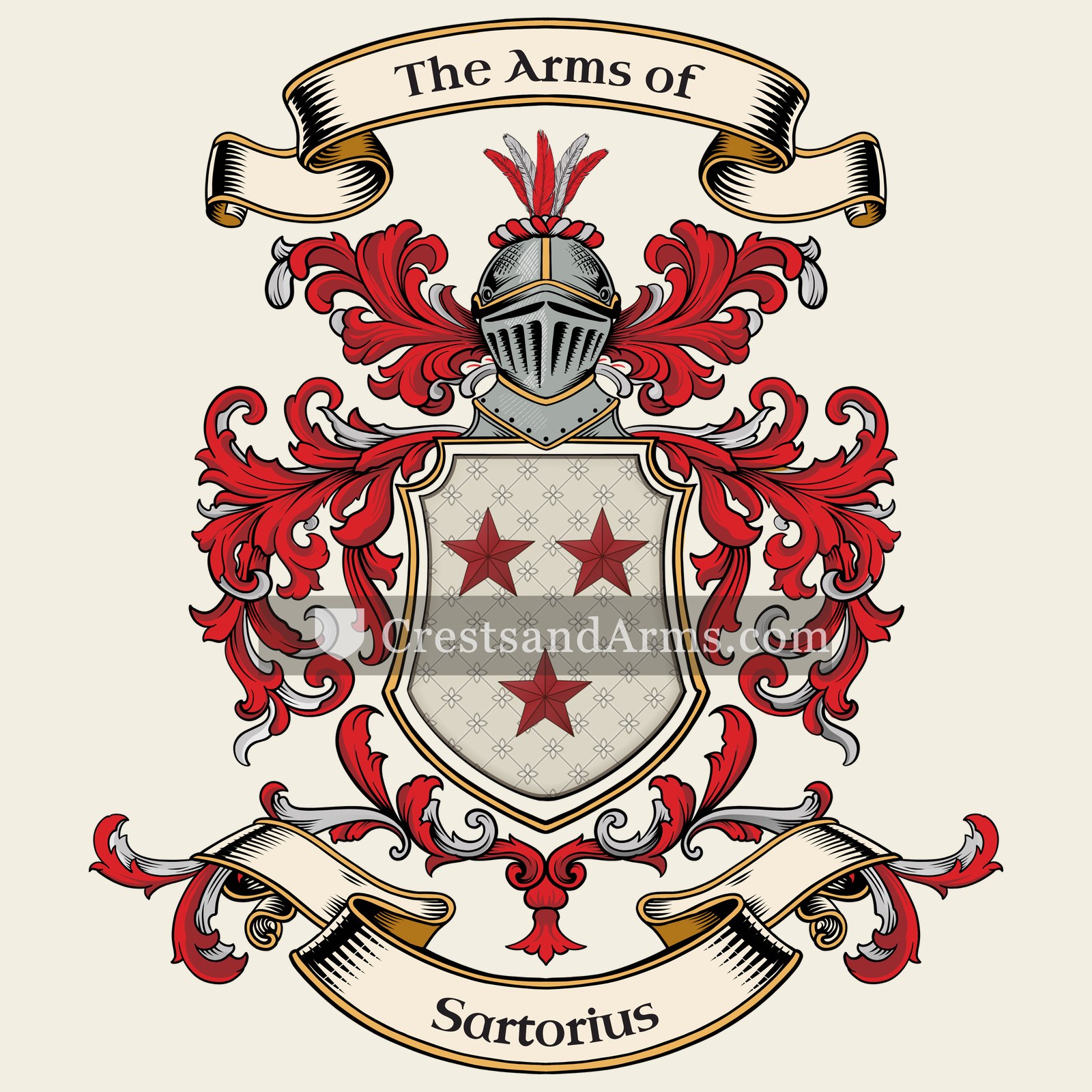 The Sartorius coat of arms, drawn from the recorded blazon