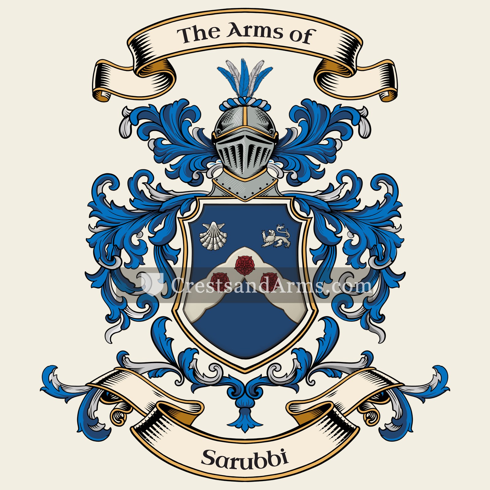 The Sarubbi coat of arms, drawn from the recorded blazon