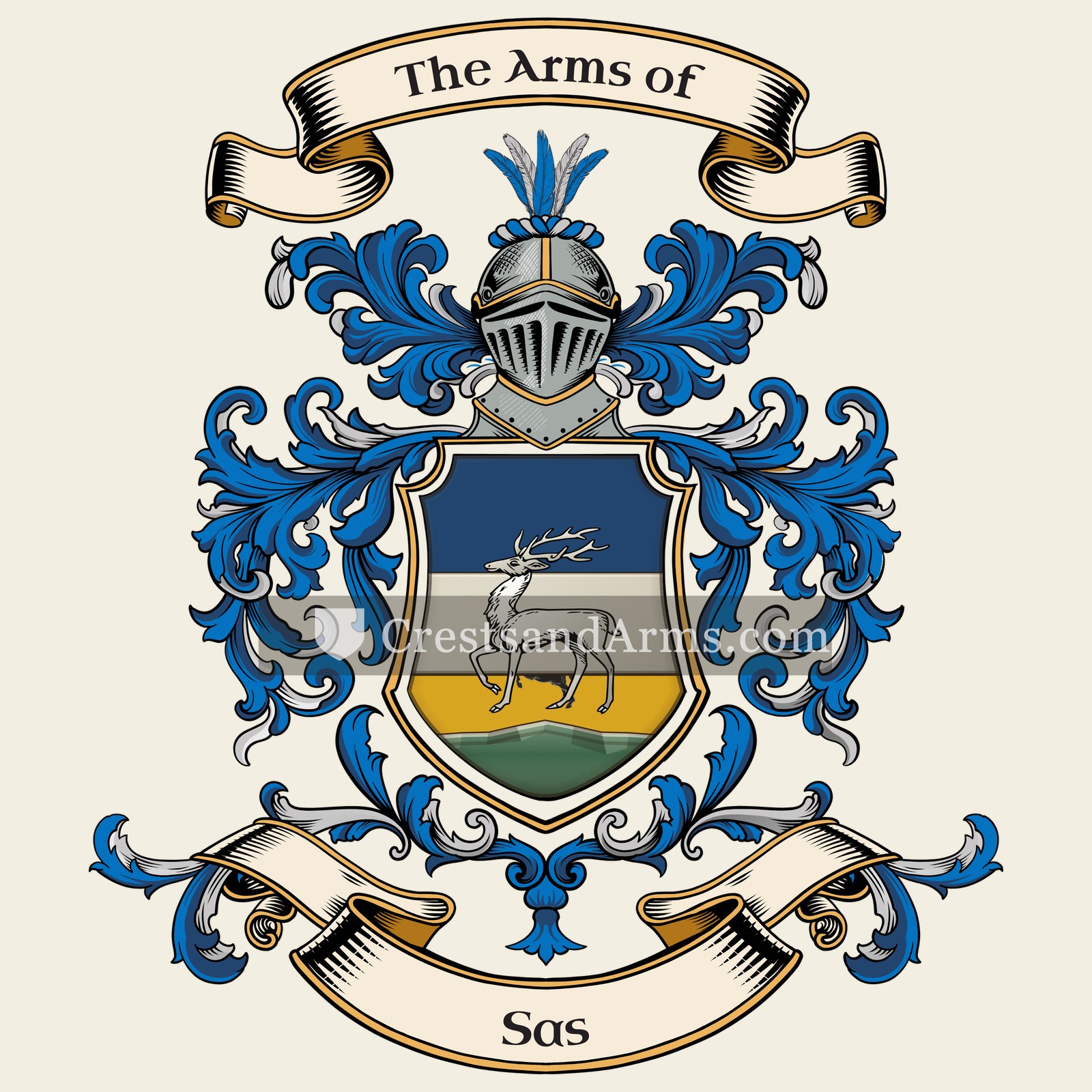 The Sas coat of arms, drawn from the recorded blazon