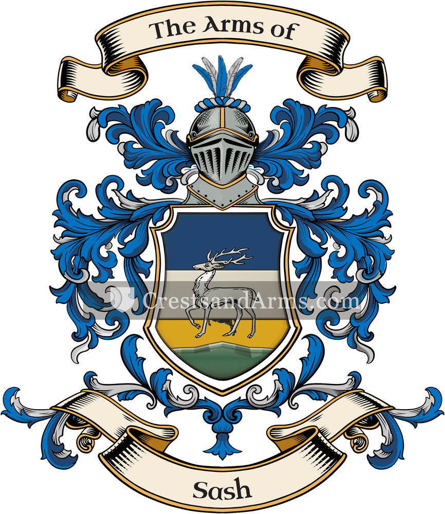 The Sash coat of arms, drawn from the recorded blazon