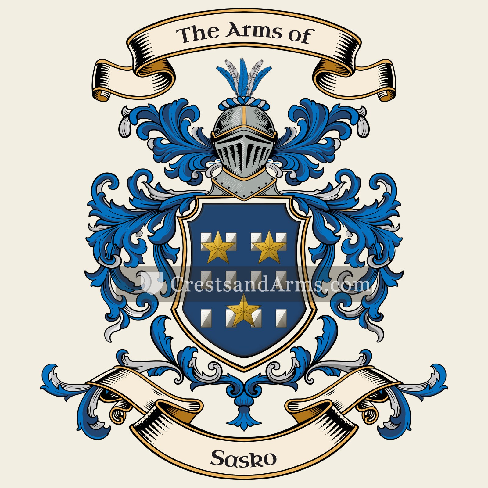 The Sasko coat of arms, drawn from the recorded blazon