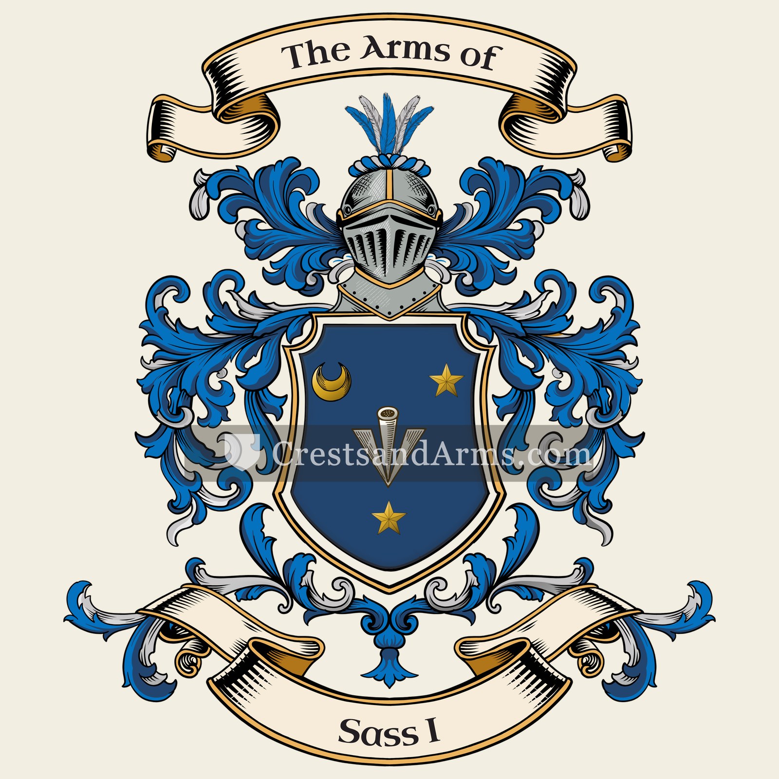 The Sass I coat of arms, drawn from the recorded blazon