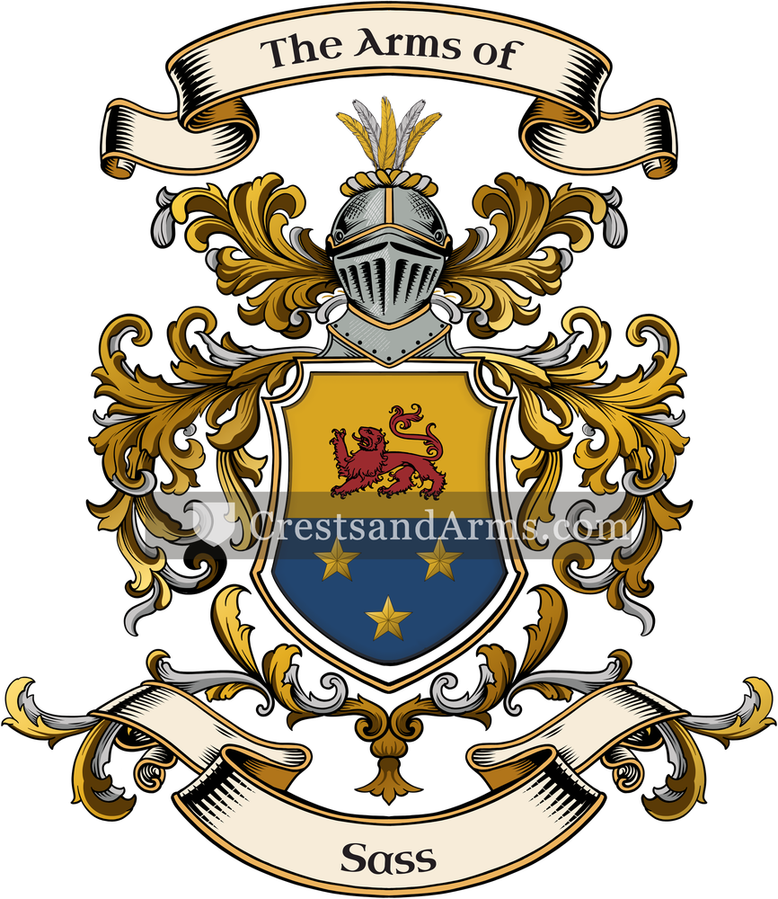 The Sass coat of arms, drawn from the recorded blazon