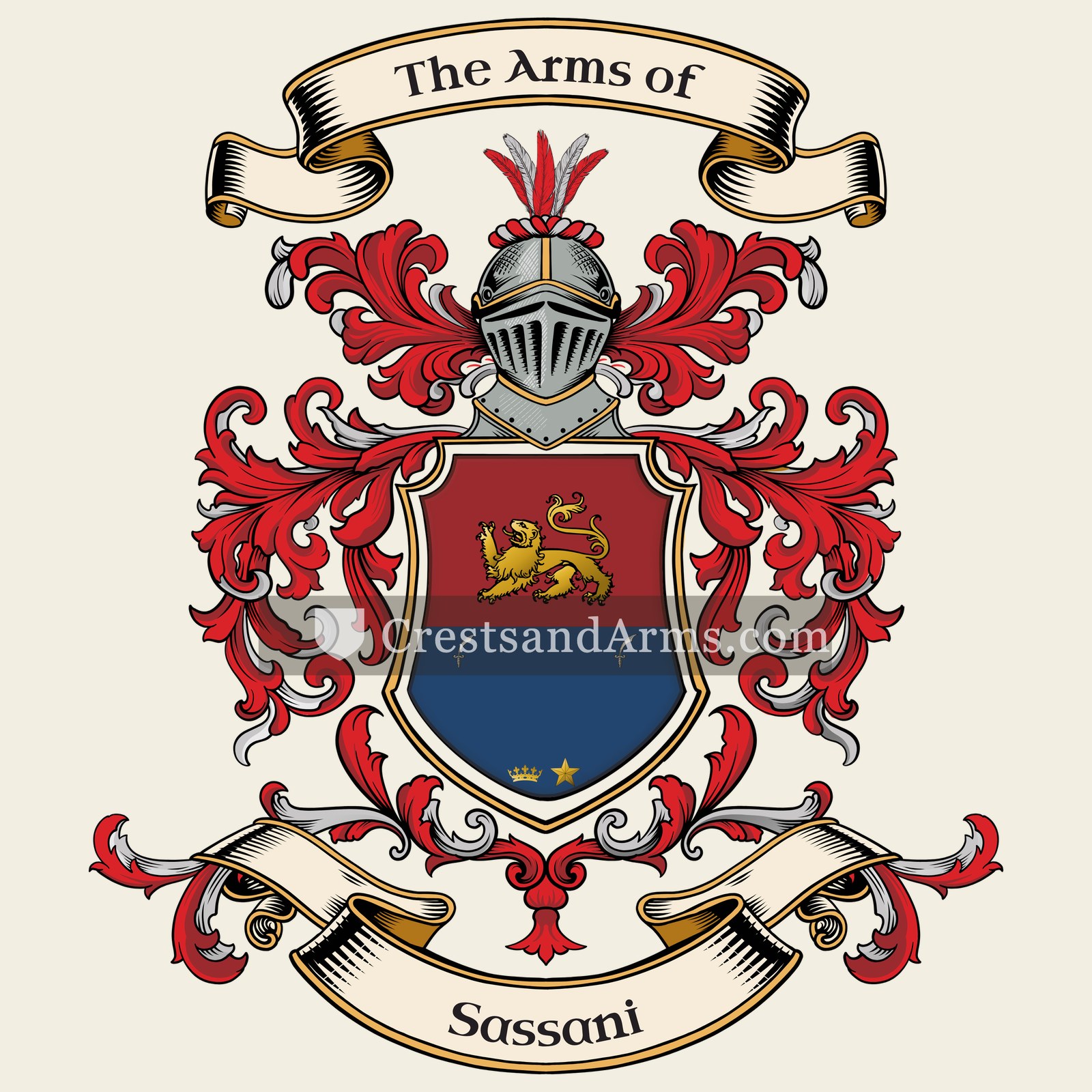 The Sassani coat of arms, drawn from the recorded blazon