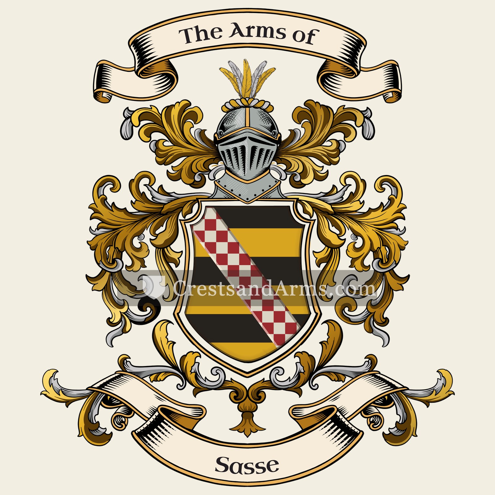 The Sasse coat of arms, drawn from the recorded blazon