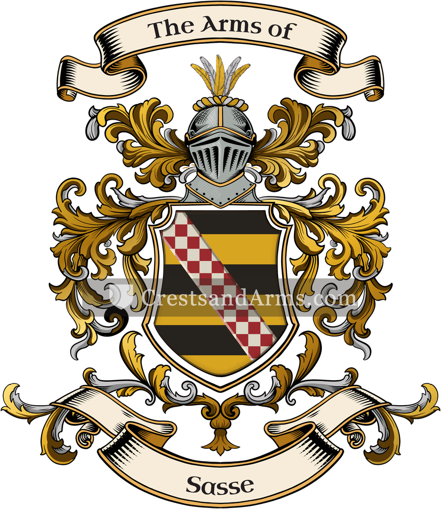 The Sasse coat of arms, drawn from the recorded blazon