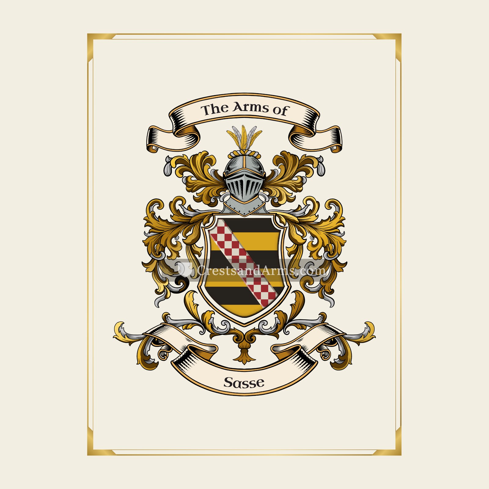 With gold border