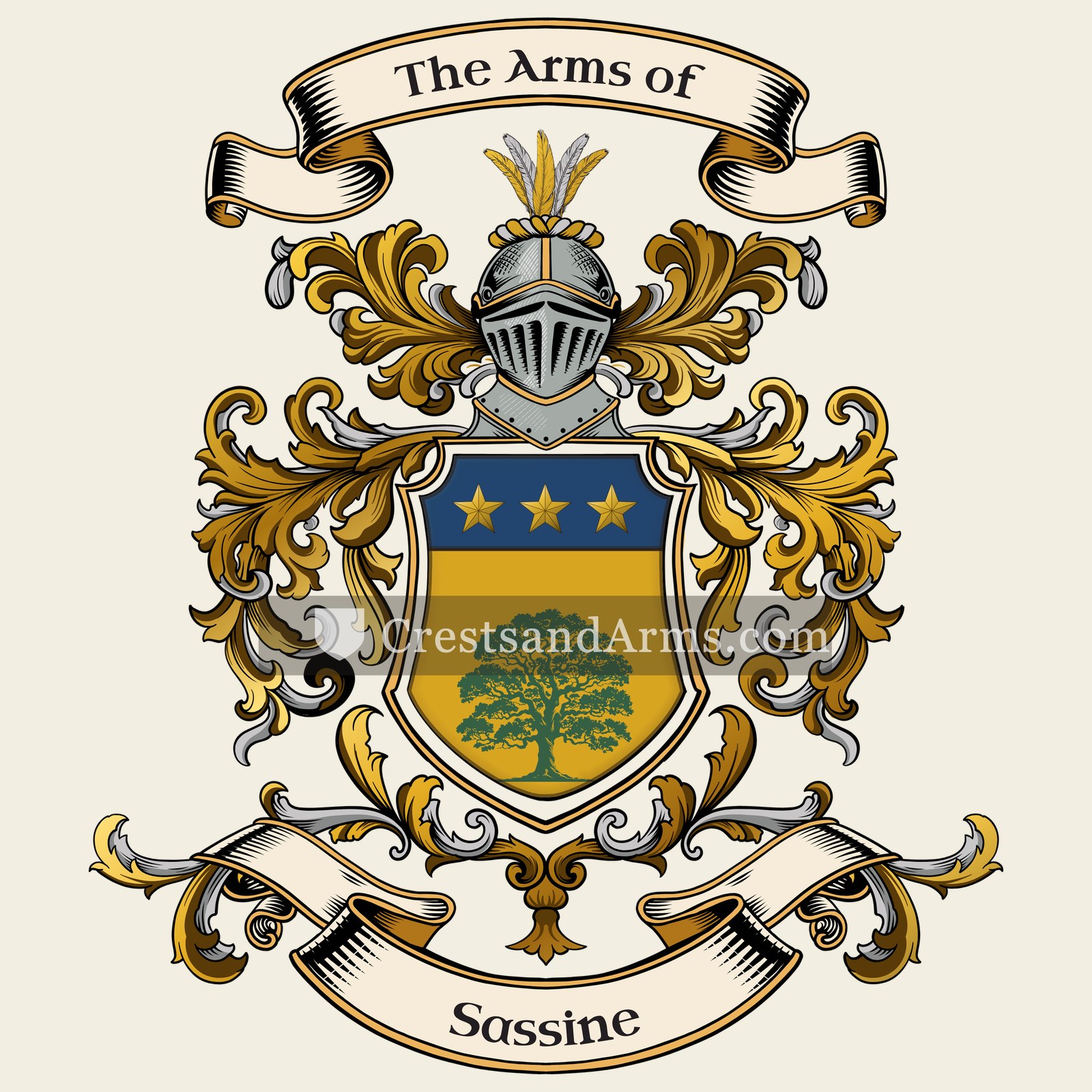 The Sassine coat of arms, drawn from the recorded blazon
