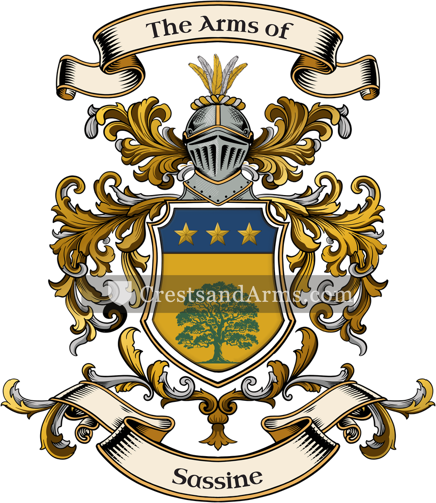 The Sassine coat of arms, drawn from the recorded blazon