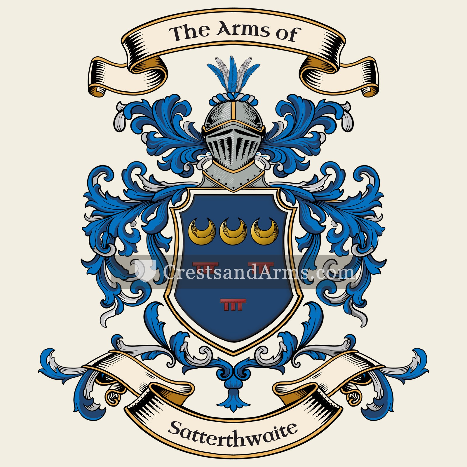 The Satterthwaite coat of arms, drawn from the recorded blazon