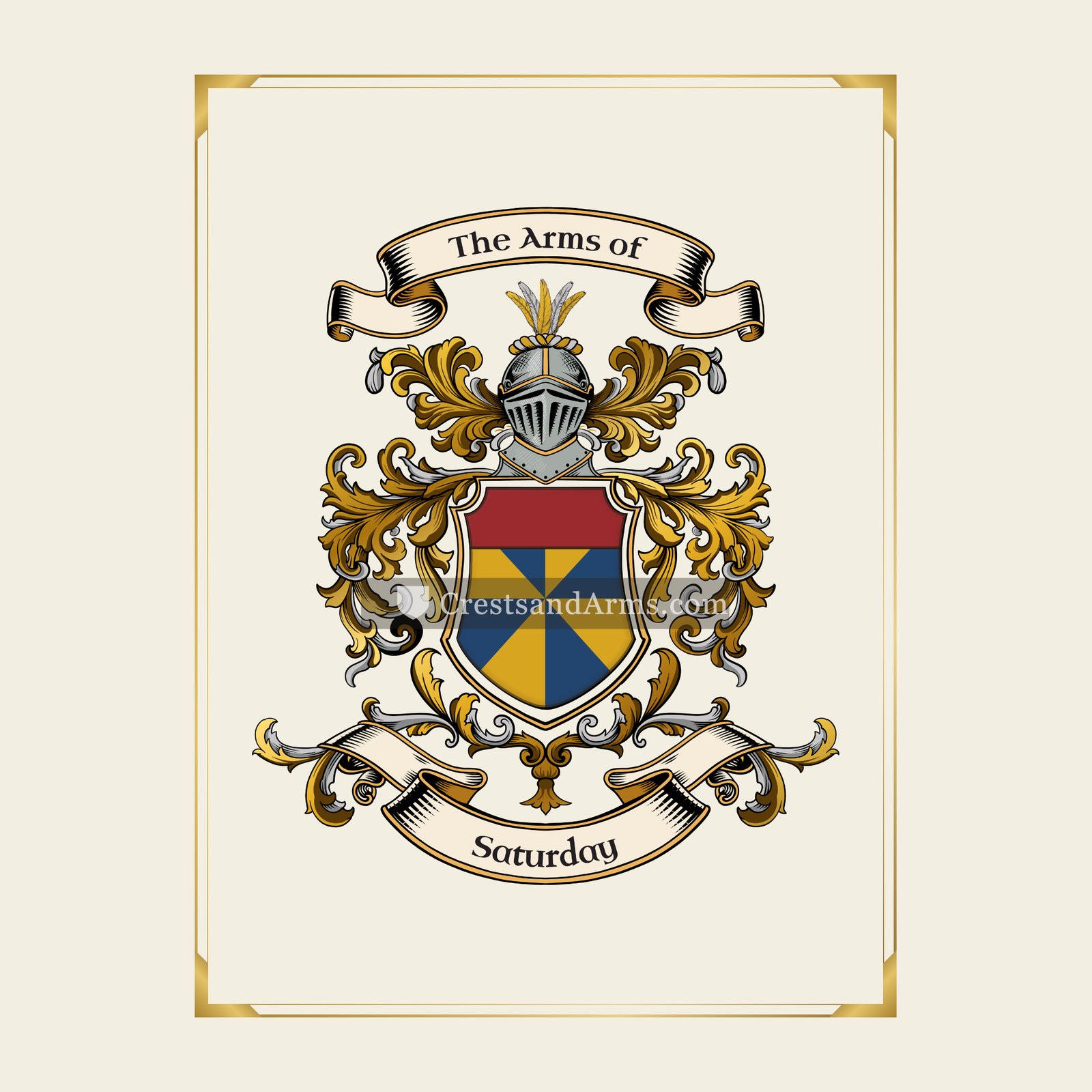 With gold border