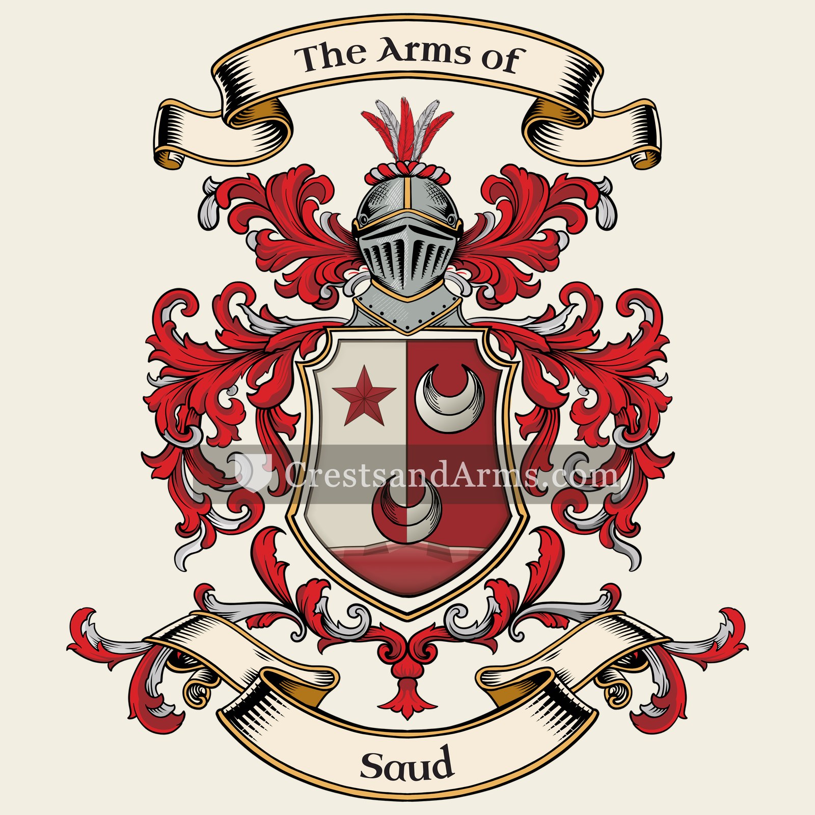 The Saud coat of arms, drawn from the recorded blazon