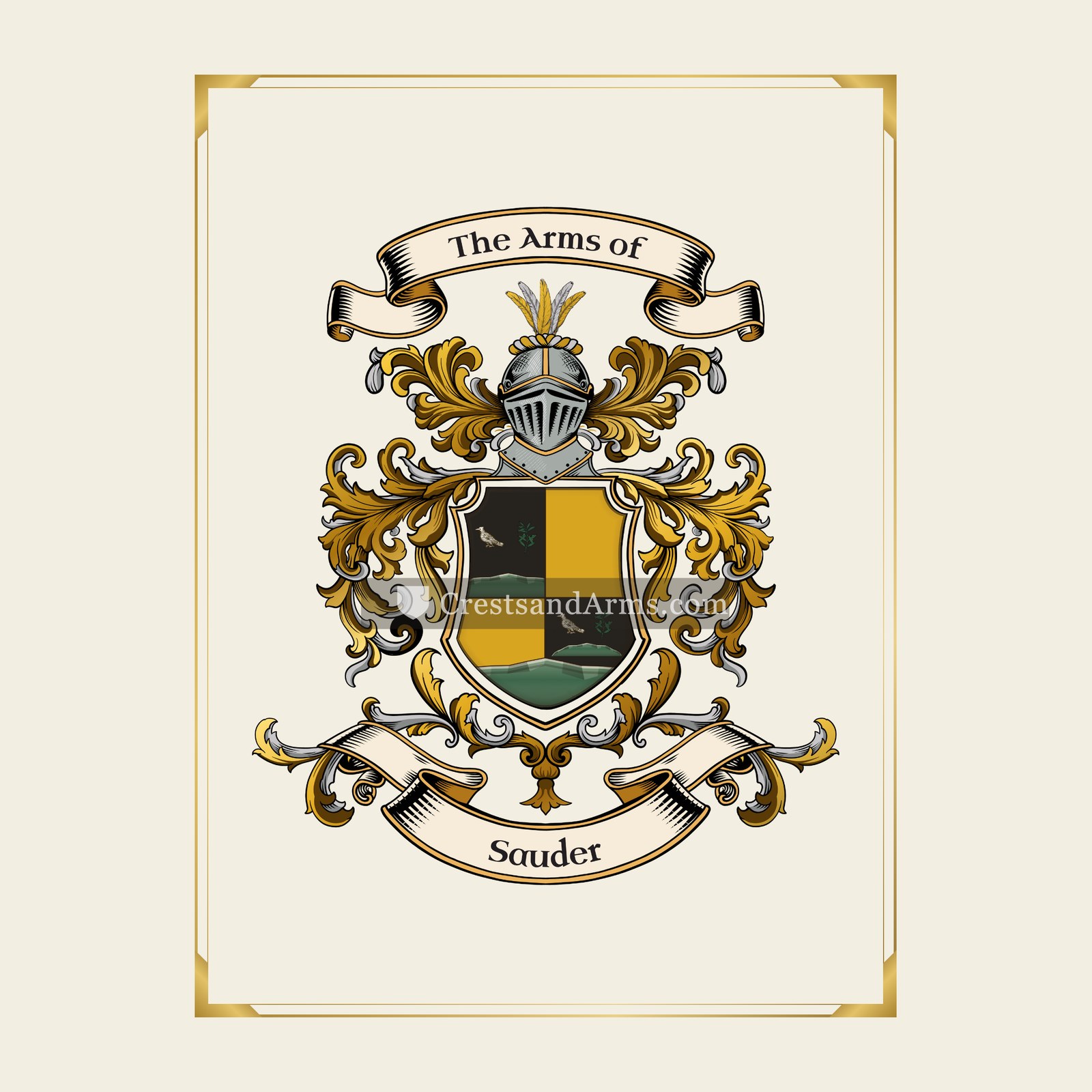 With gold border