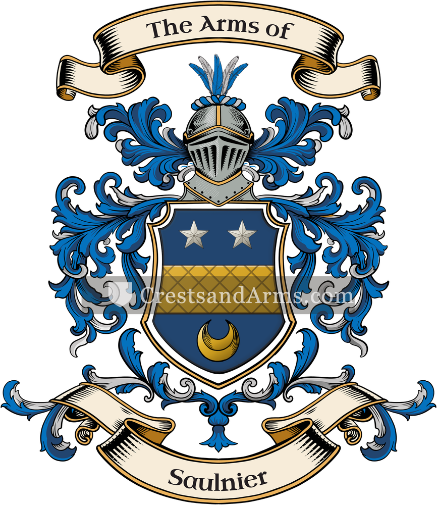 The Saulnier coat of arms, drawn from the recorded blazon