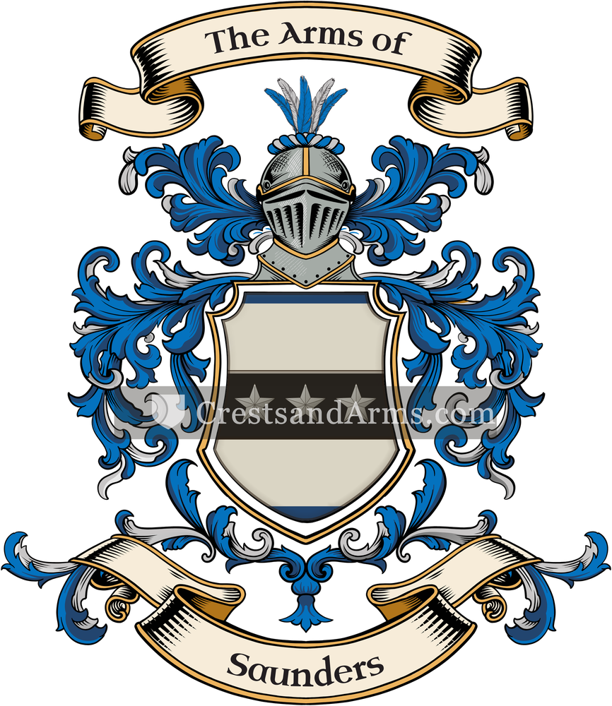 The Saunders coat of arms, drawn from the recorded blazon
