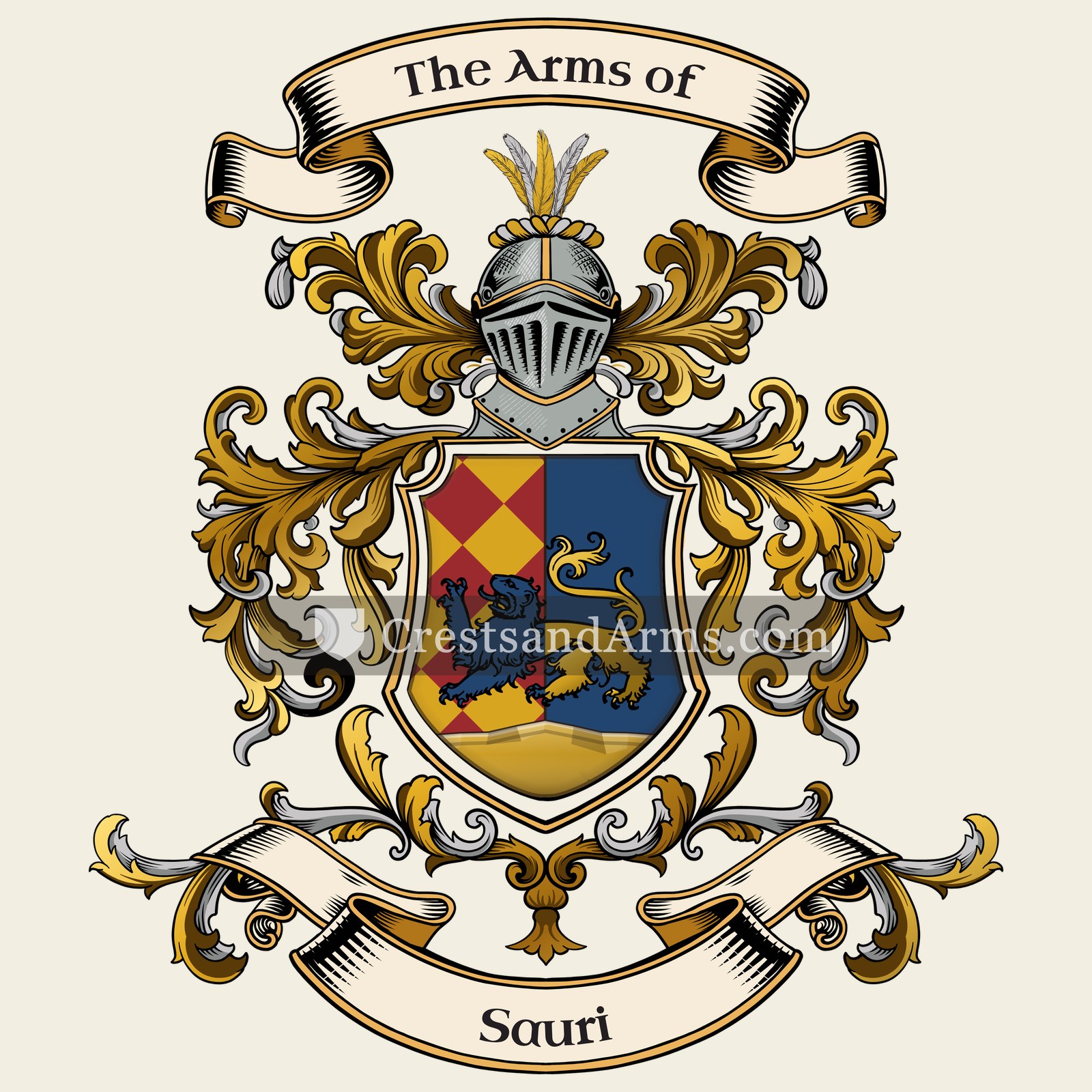 The Sauri coat of arms, drawn from the recorded blazon