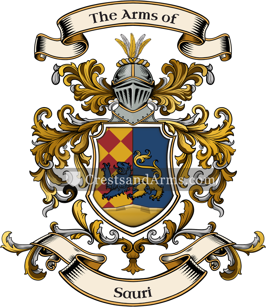 The Sauri coat of arms, drawn from the recorded blazon
