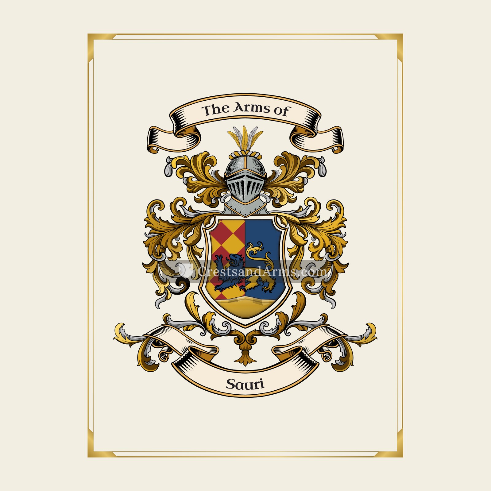 With gold border