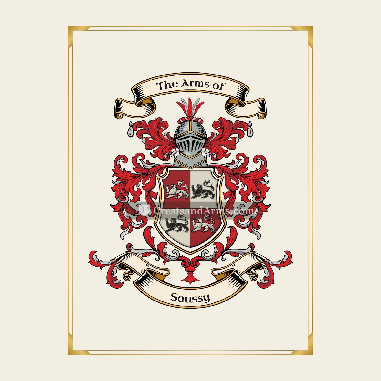 With gold border