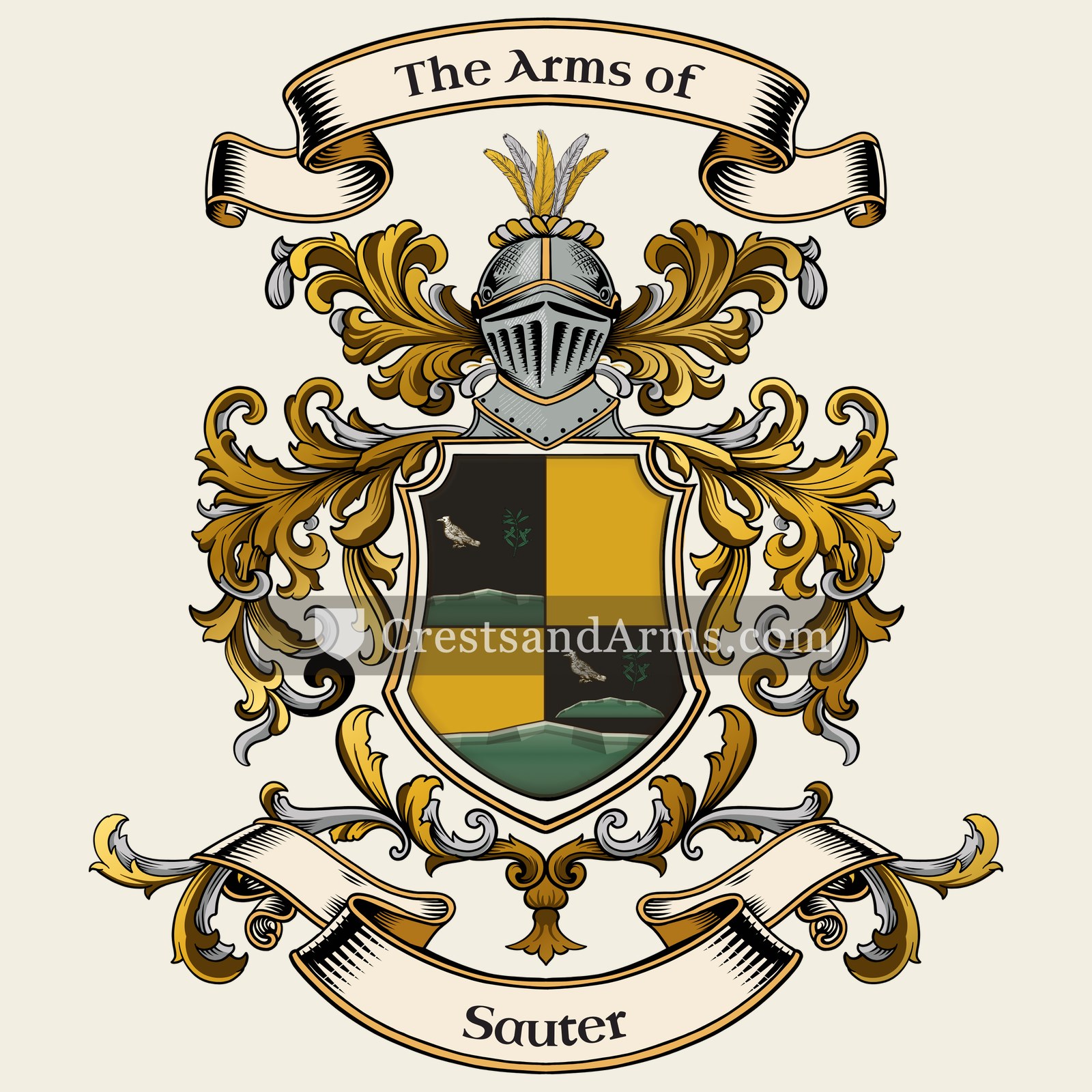 The Sauter coat of arms, drawn from the recorded blazon