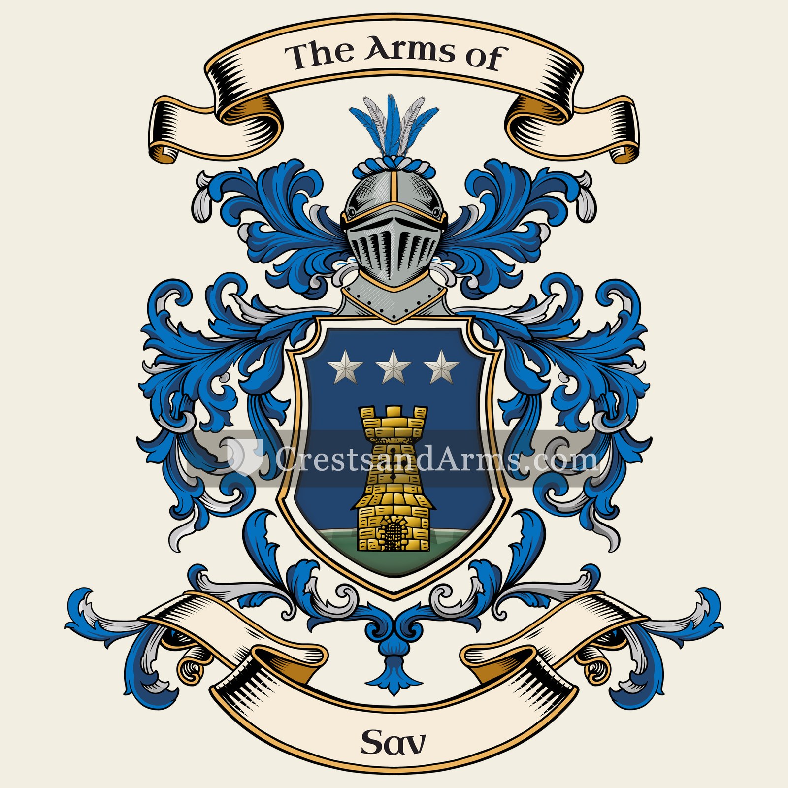 The Sav coat of arms, drawn from the recorded blazon