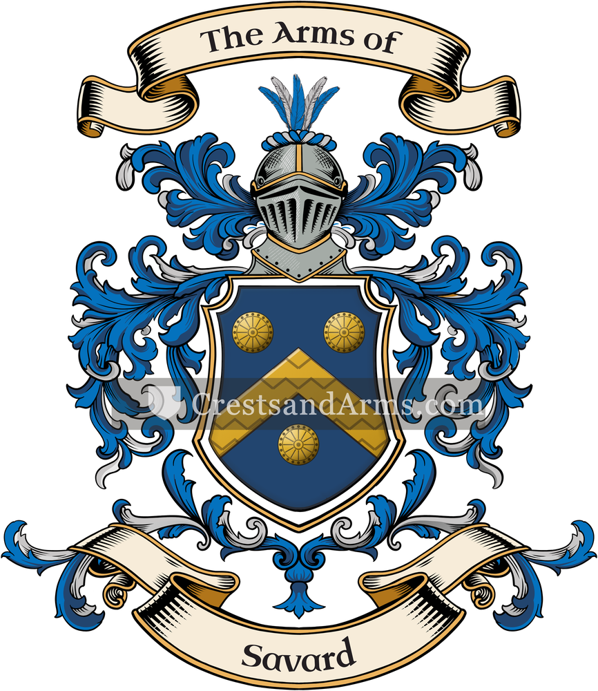 The Savard coat of arms, drawn from the recorded blazon