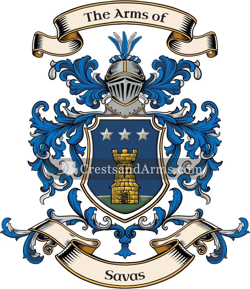 The Savas coat of arms, drawn from the recorded blazon