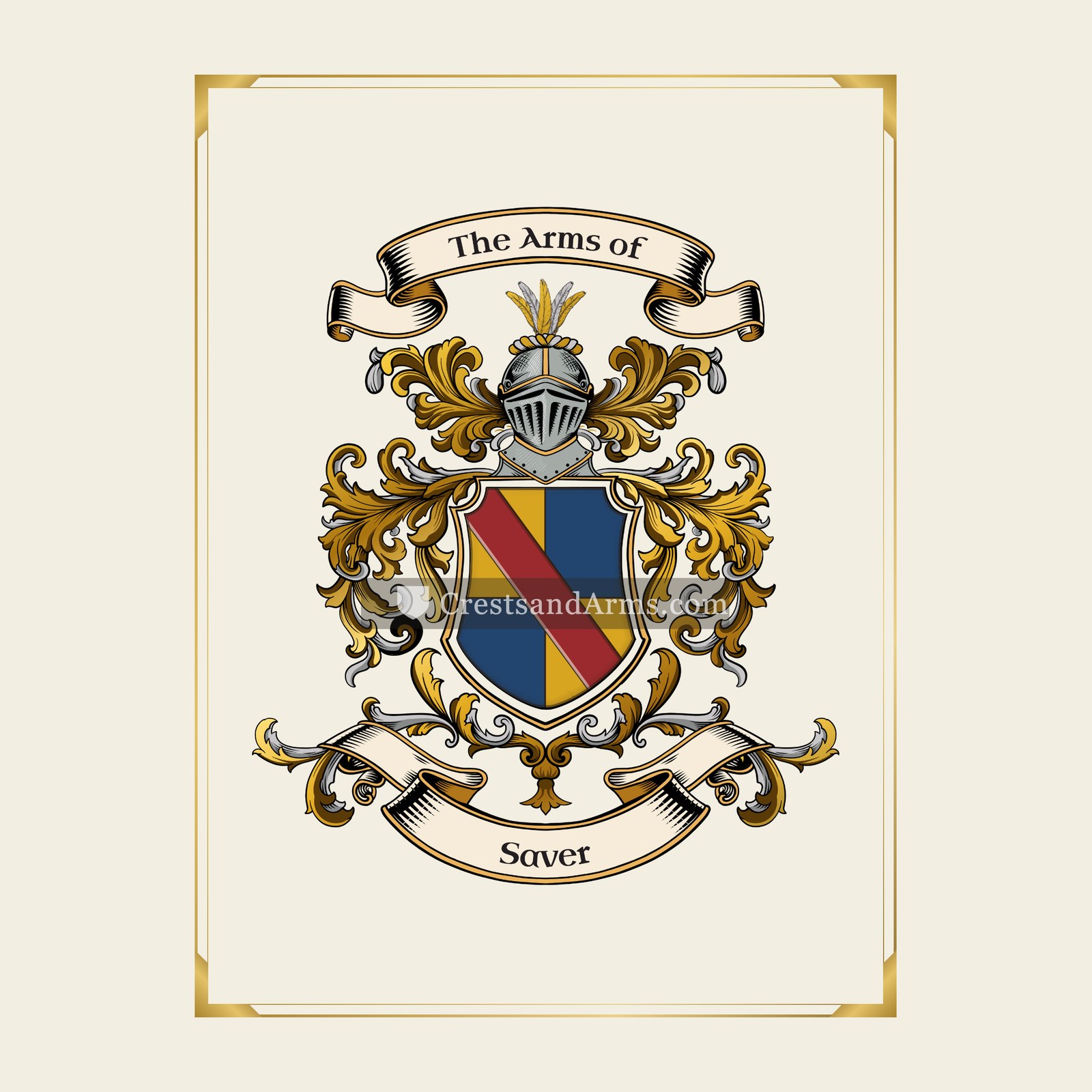 With gold border